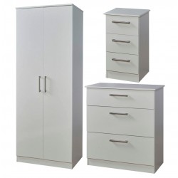 Matt white 3 piece bedroom set